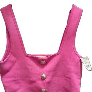 L'AGENCE Fuchsia Buttoned Tank Top